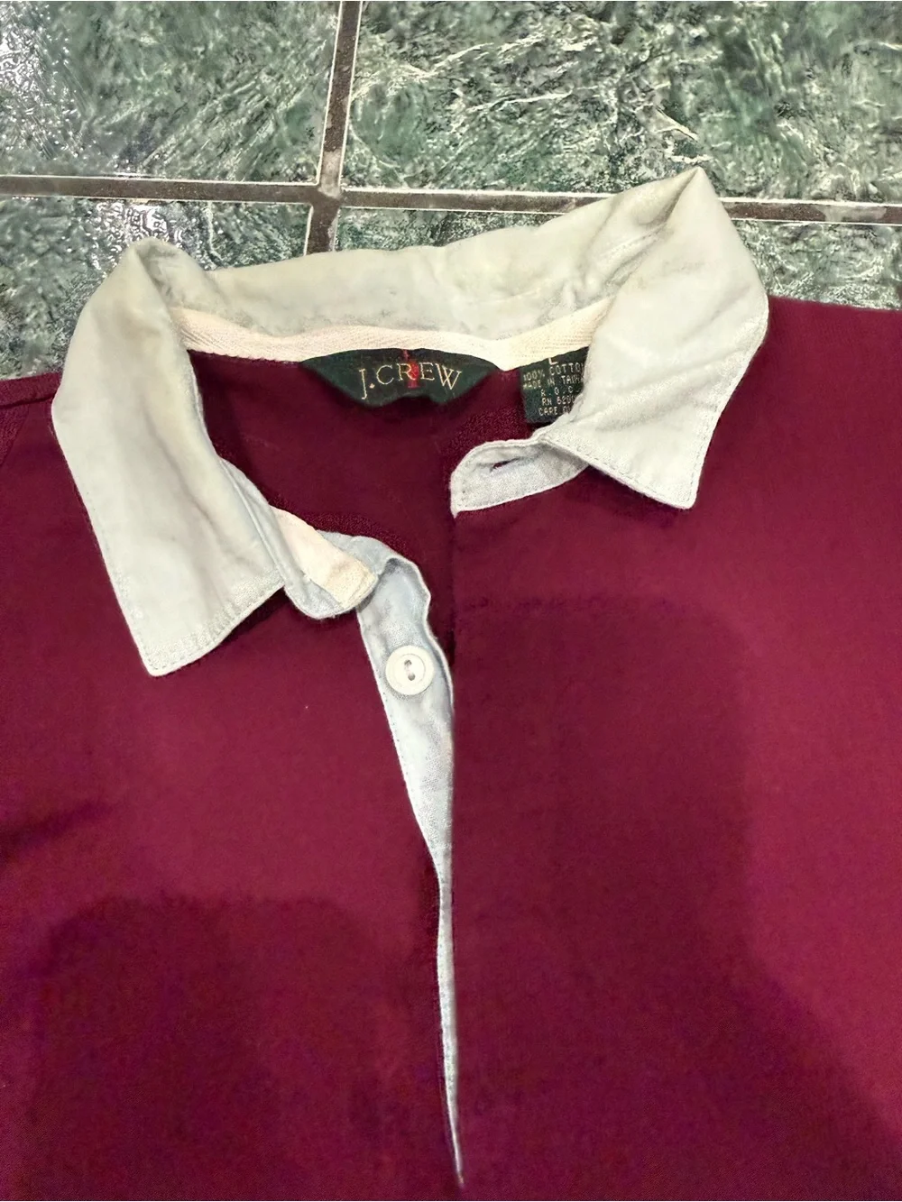 Men's Striped Rugby Shirt in Burgundy, Olive & Navy - JCrew size L 100% Cotton